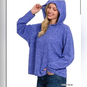 NWOT! Zenana Outfitters Heathered Blue Hoodie